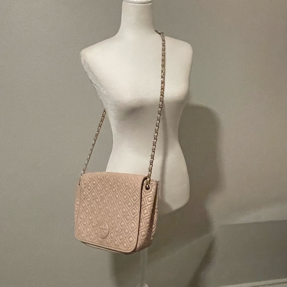 Tory Burch Quilted Pink Convertible Purse.